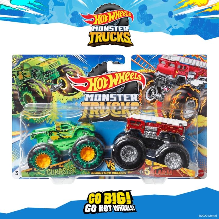 Hot Wheels Monster Trucks Demolition Doubles Gunkster VS Alarm FYJ Lazada