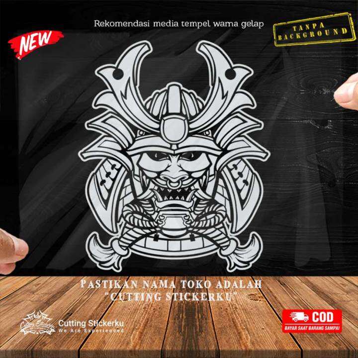 Oni Mask Samurai Cutting Sticker Variasi Motor Mobil Timbul Keren Nyala