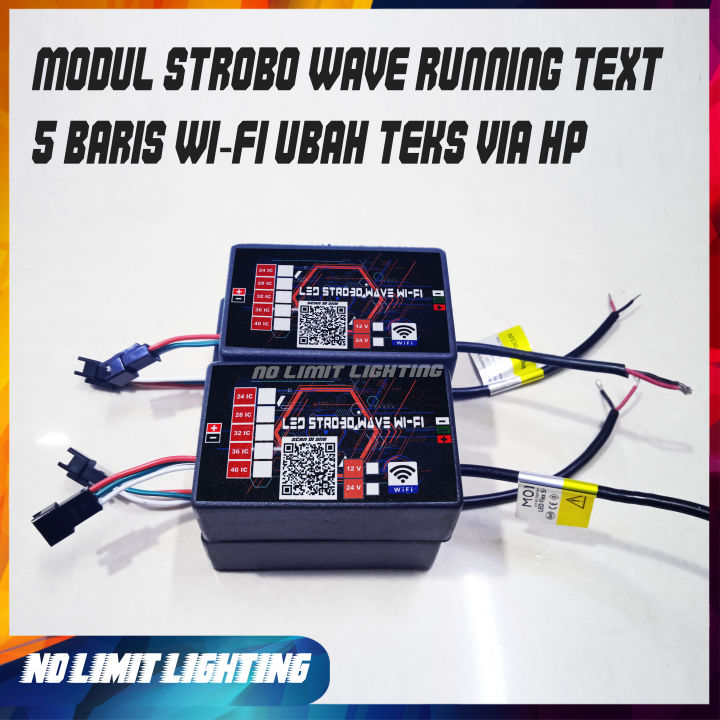 Modul LED Strobo Wave Text Wifi Kaca Mobil 5 Baris 12 24V Ubah Teks Via