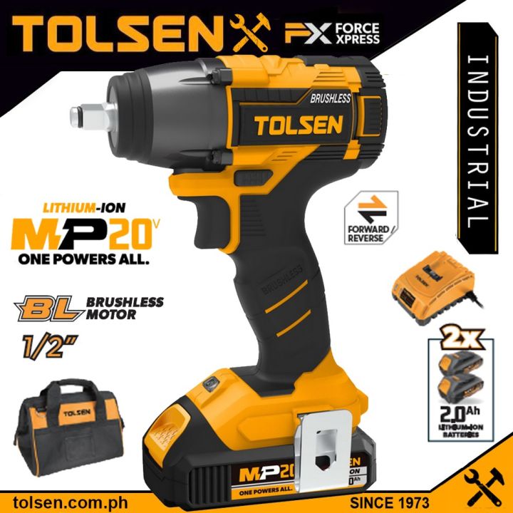 Tolsen Li Ion Brushless Cordless Impact Wrenches W Battery Bag