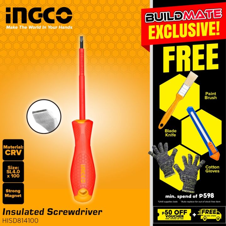 Buildmate Ingco Insulated Screwdriver Philip Flat Cr V Screw Driver