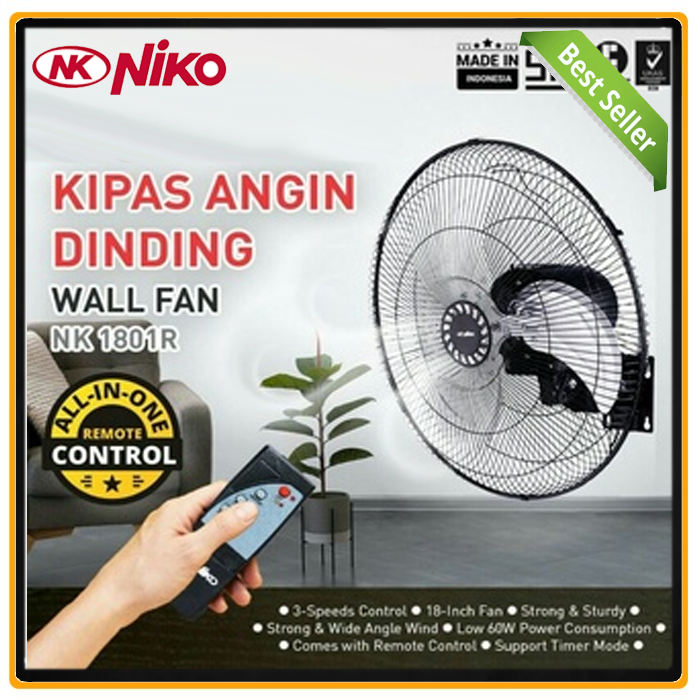 Niko GMC Advance Sanex Kipas Angin Dinding Besi 18 Inch Wall Fan NKW