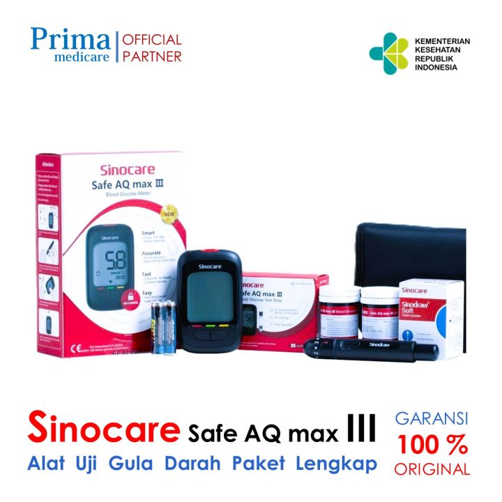 Sinocare Safe Aq Max Iii Alat Cek Gula Darah Paket Lengkap Lazada