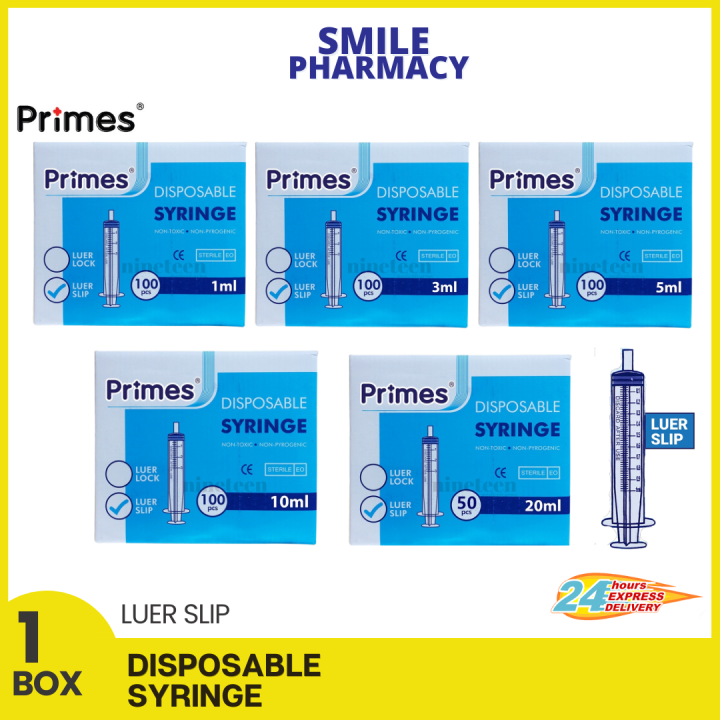 AROS PRIMES Disposable Syringe 3ml 5ml 10ml 20ml 60ml Luer Slip Blue