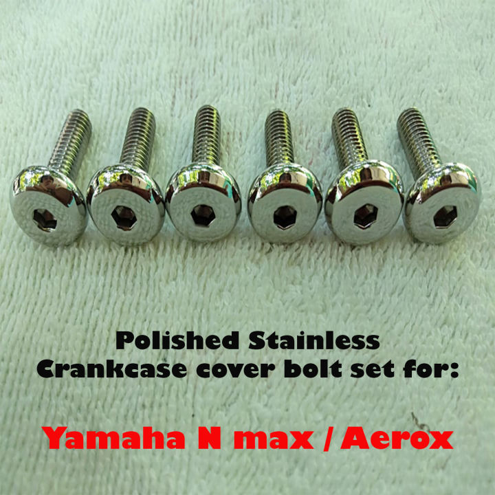 Polished Stainless Crankcase Cover Bolt Set For Yamaha N Max Aerox