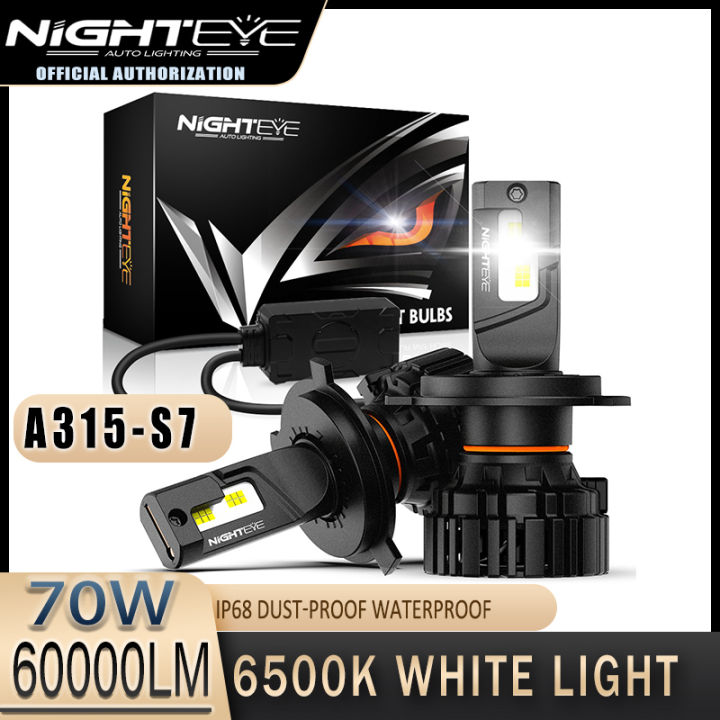 NIGHTEYE 2PCS LED Car Headlight Foglamp 70W 60000LM A315 S7 H4 H7 H11