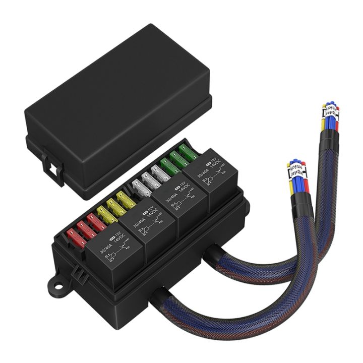 12V Fuse Relay Box Pre Wired Fuse And Relay Box With 4 Relay 12 Way ATC