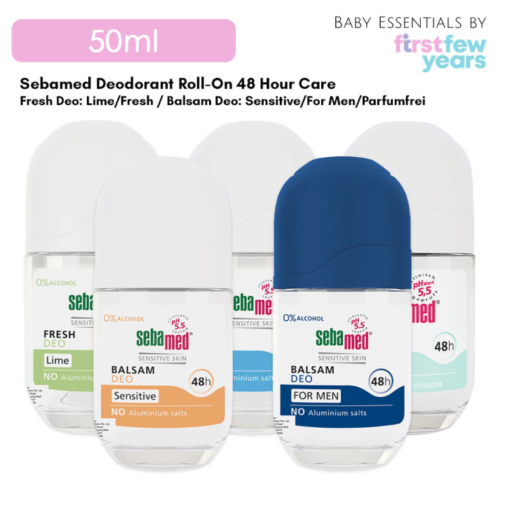 Sebamed Deodorant Roll On 48 Hour Care 50ml 5 Types Fresh Deo Lime