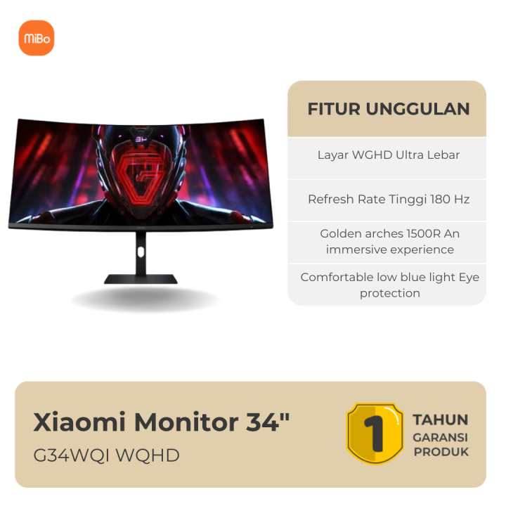 Xiaomi Curved Gaming Monitor 34 Inch G34WQi Garansi Resmi Lazada