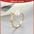 Original 24k Saudi Gold Pearls Diamonds Rings For Women Aesthetic