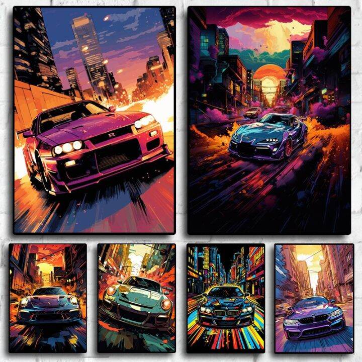 Nissan Comic Book Style Classic Car Enthusiasts Gtr R Vibrant Car