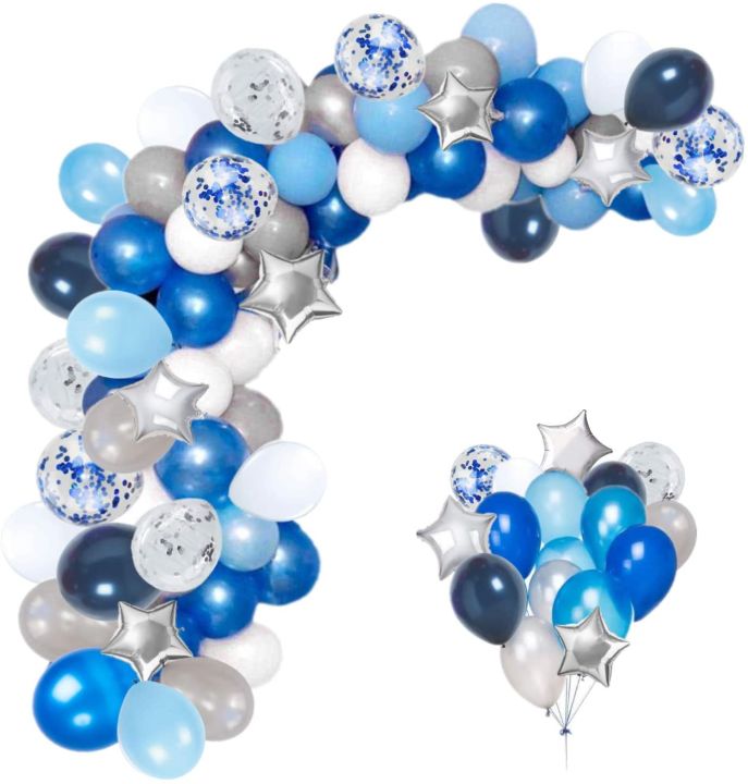 Kiena Blue Balloons Pcs Blue Balloon Garland Kit With Silver Star