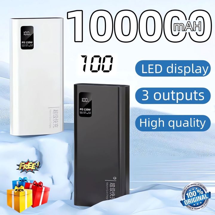 100 Original Powerbank 100000mah Power Bank Fast Charging With LED