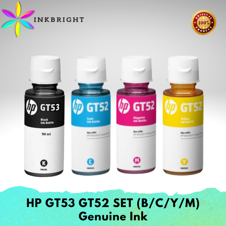 Original HP GT 53 GT 52 Black Cyan Yellow Magenta Set HPGT52 HPGT53