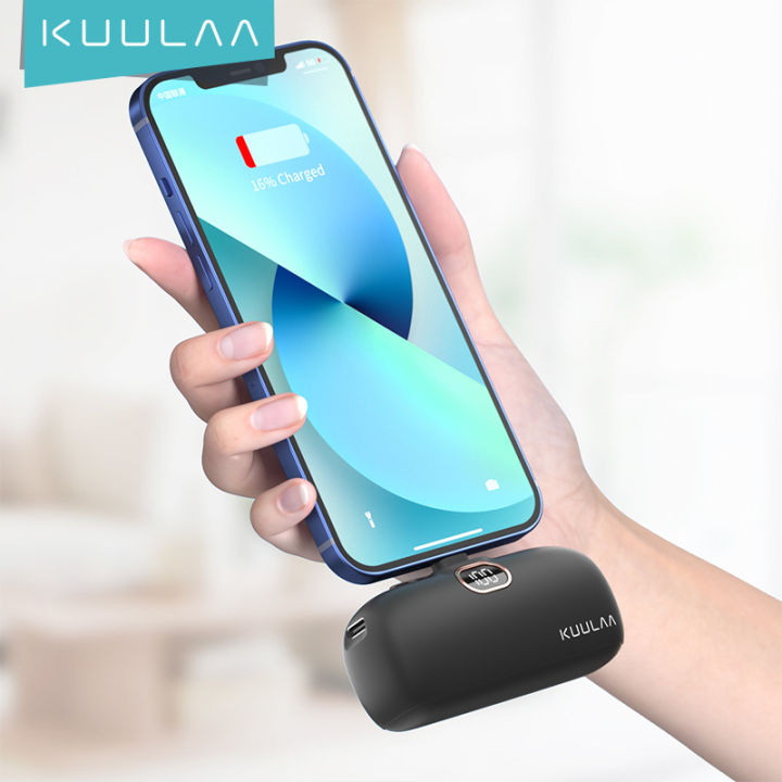 KUULAA 5000mAh Mini Powerbank 20W PD USBC Fast Charger In Built Type C