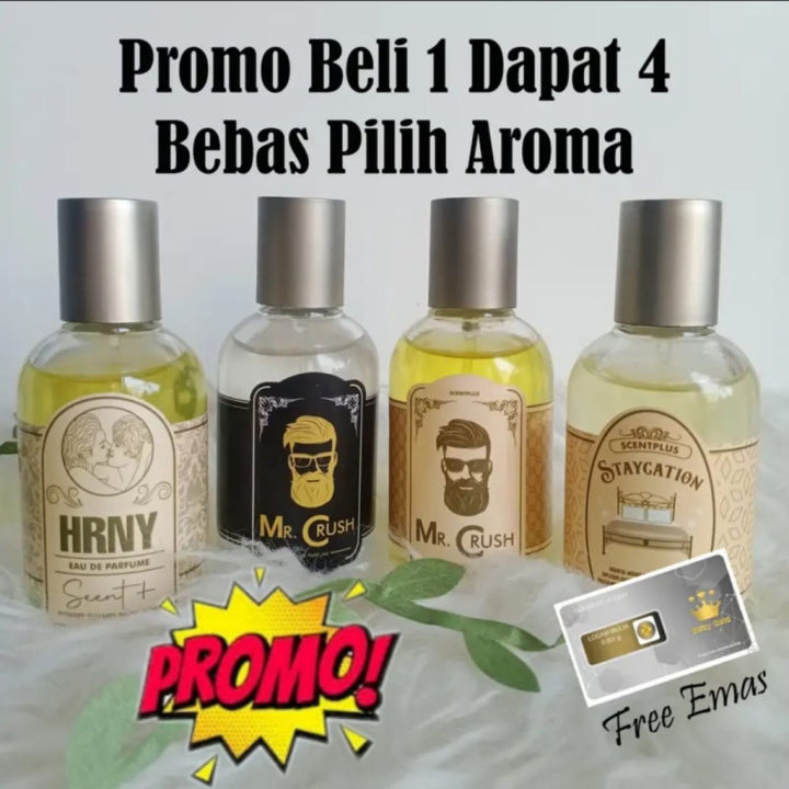 PROMO PAKET HEMAT BELI 1 DAPAT 4 PARFUM HRNY MR CRUSH STAYCATION