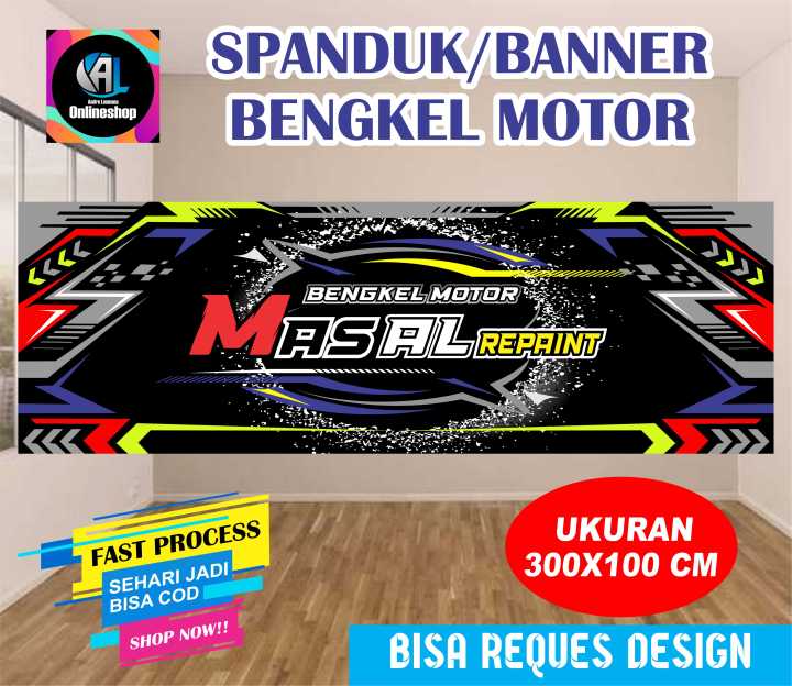 Spanduk Banner Bengkel Motor Repaint New Lazada Indonesia