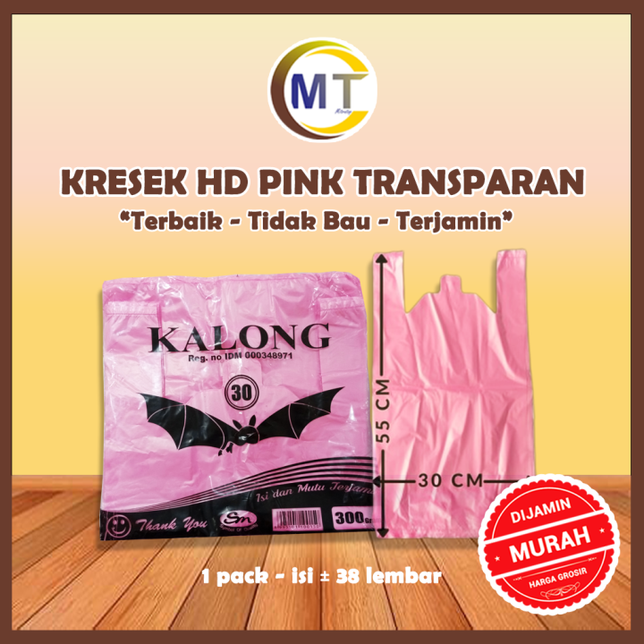 Kantong Kresek Transparan Pink Bening Kalong Pink Ukuran 30x55 Plastik