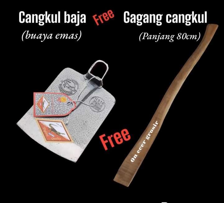 Cangkul Baja Asli Cap Buaya Mas Original Carmen Pacul Bonus Gagang