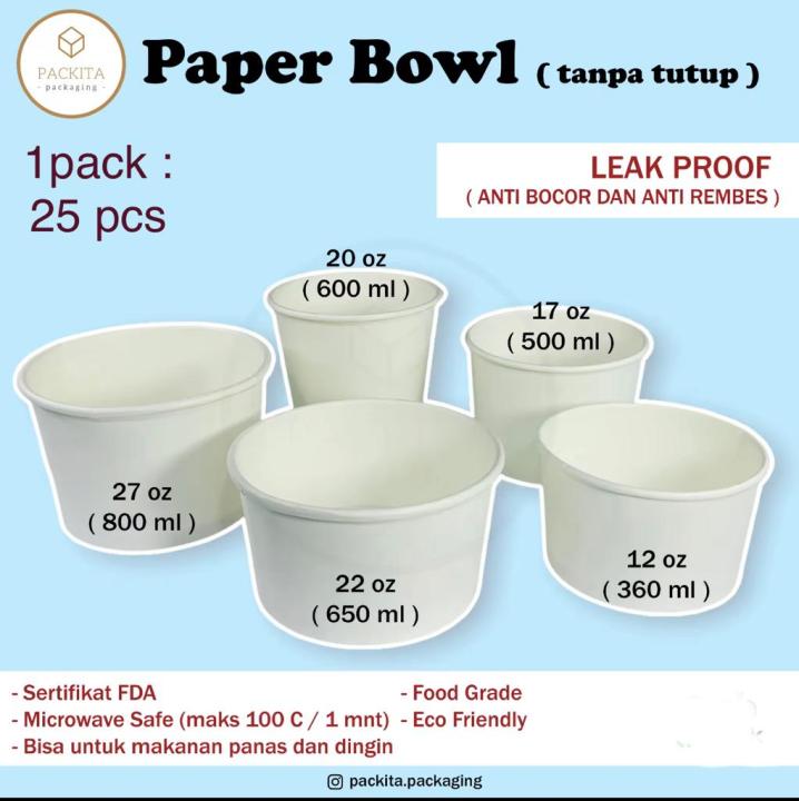 Paper Bowl Polos Mangkok Kertas Ml Tanpa Lid Paperbowl