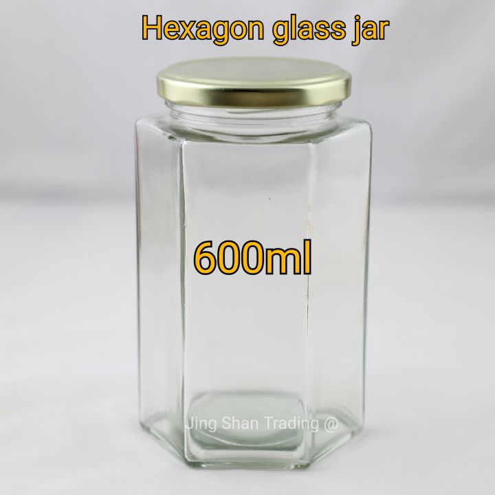 Pcs Ml Hexagon Glass Jar Honey Jar Bottle Storage Container For