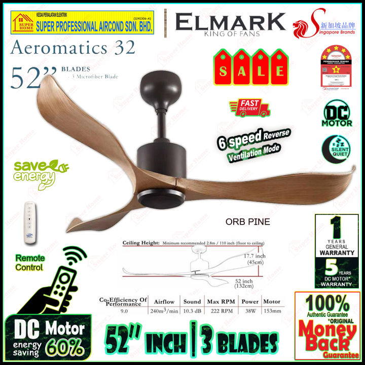 Elmark Dc Fan Aeromatics Orb Pine Dc Motor Inches Remote