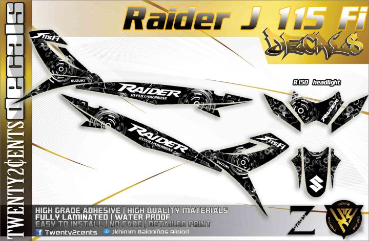 High Quality Decals And Stickers For Raider J Fi Black Silver