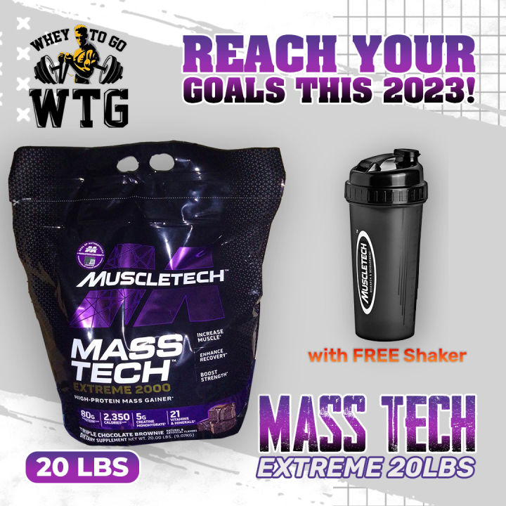 Muscletech Mass Tech Extreme 2000 22lbs Mass Gainer Free Shaker