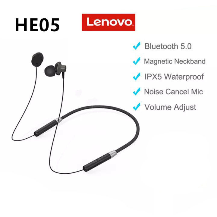 Lenovo HE05 HE05X II SH1 Bluetooth Neckband Wireless Earphones Stereo