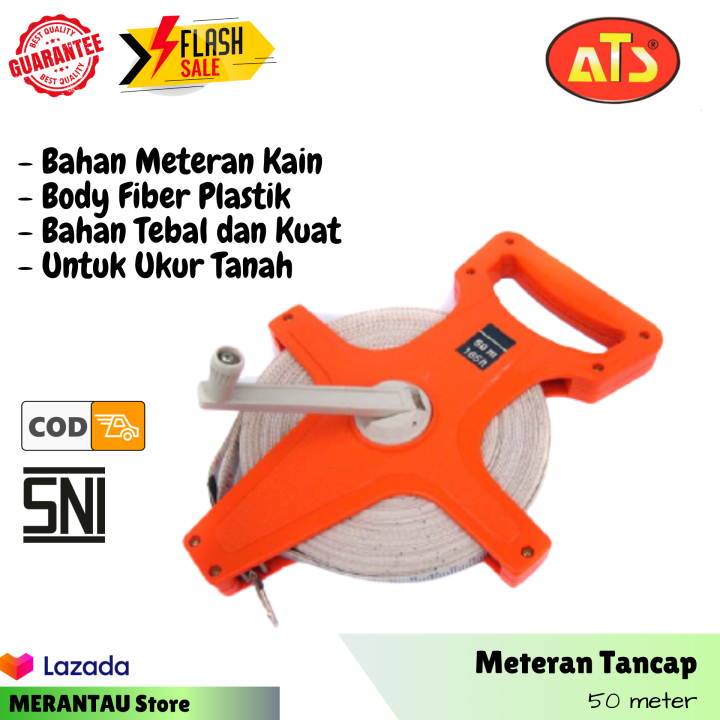 Meteran Tancap 100 Meter 100M 50 30 M Tancep Ukur Tanah Kain Jalan