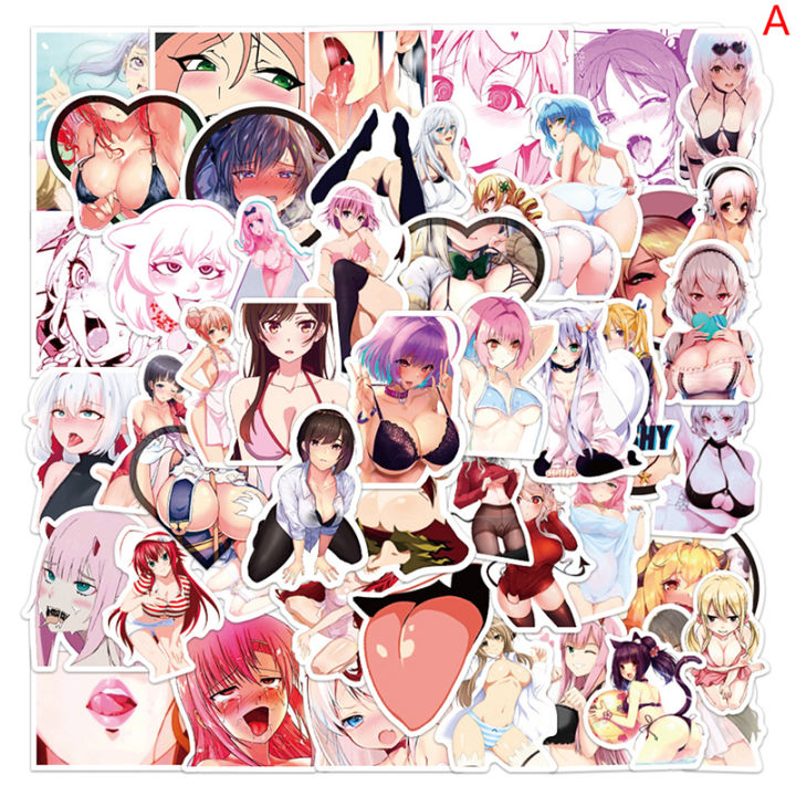 WENREN 50pcs Cartoon Sexy Girls Ahegao Stickers For Laptop Adesivos