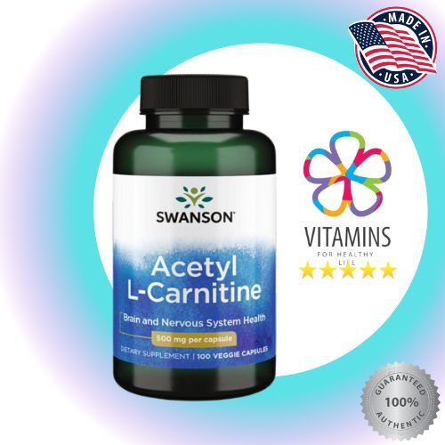 Swanson Acetyl L Carnitine 500mg 100 Veggie Capsule Exp Date 12 22