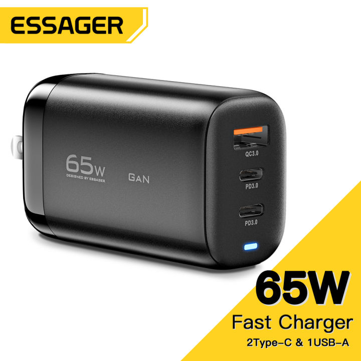 Essager USB Type C Charger GaN Fast Charge Charger 65W QC3 0 PD3 0 USB