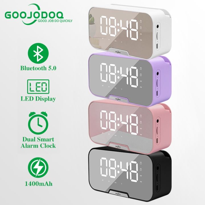 Goojodoq Multifunction Wireless Bluetooth Speaker With Mirror Led Alarm