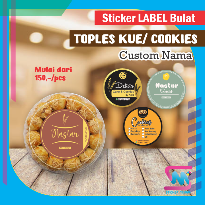 Stiker Label Kemasan Toples Makanan Kue Kering Cookies Lebaran Estetik