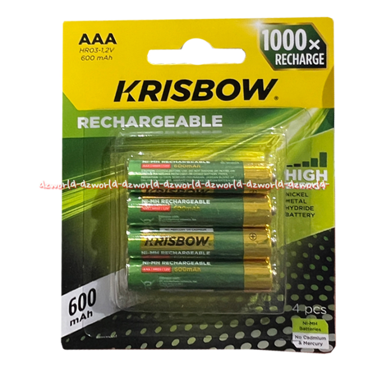 Krisbow Ni MH Rechargeable 600MAH Baterai AAA 4Pcs Batrai Bisa Di