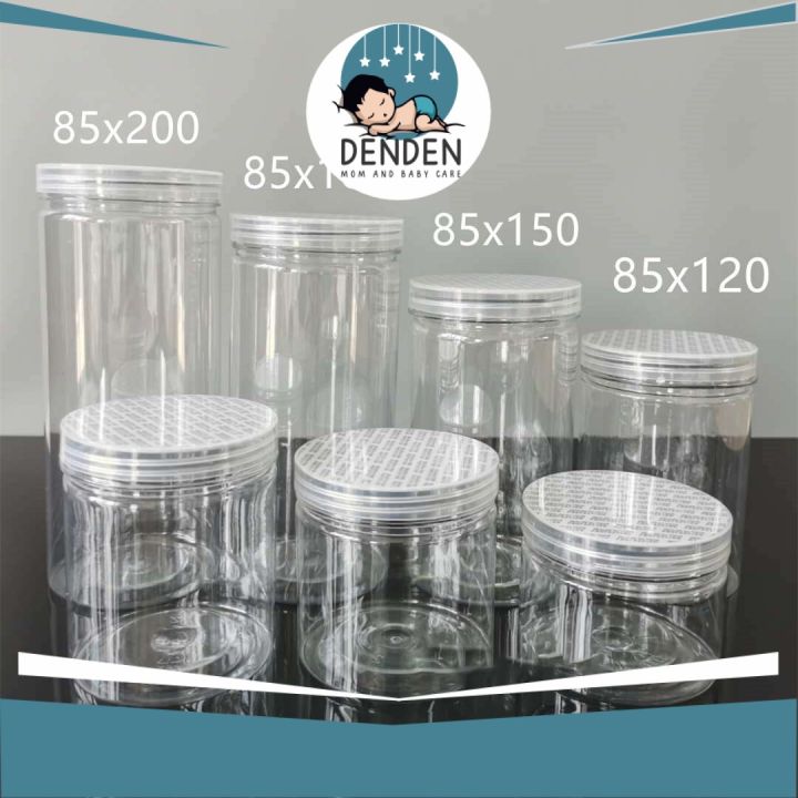 Denden Pet Plastic Jar With Lid Aluminum Gold Silver Transparent Balang