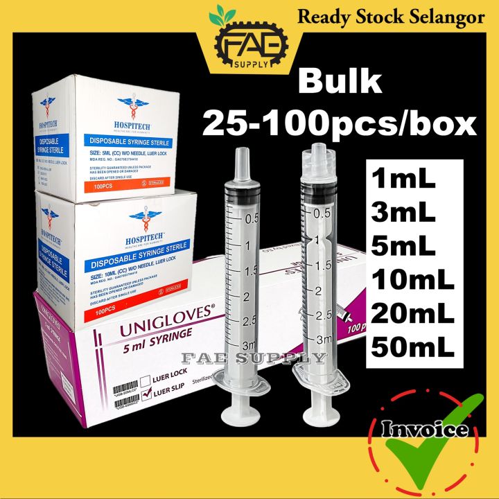 Syringe Picagari Luer Lock Luer Slip MDA 1 3 5 10 20 50 ML CC Box