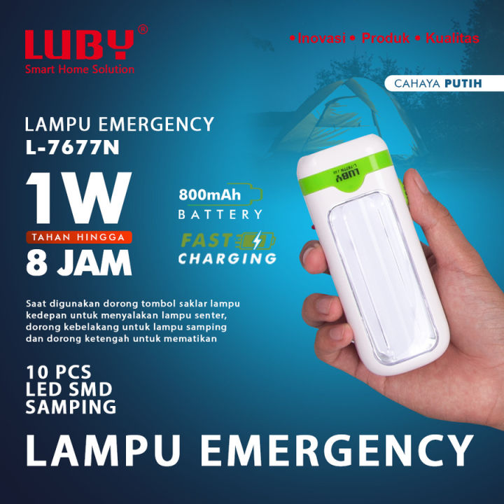 Luby Lampu Emergency LED L 7677N 1W 10 LED SMD Super Terang