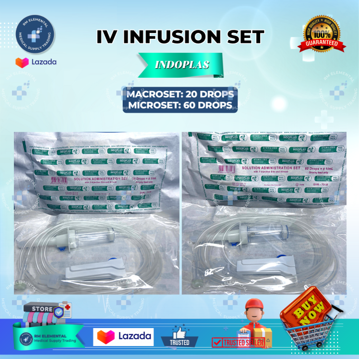 Infusion Set INDOPLAS Macroset 20 Drops Microset 60 Drops Per Piece