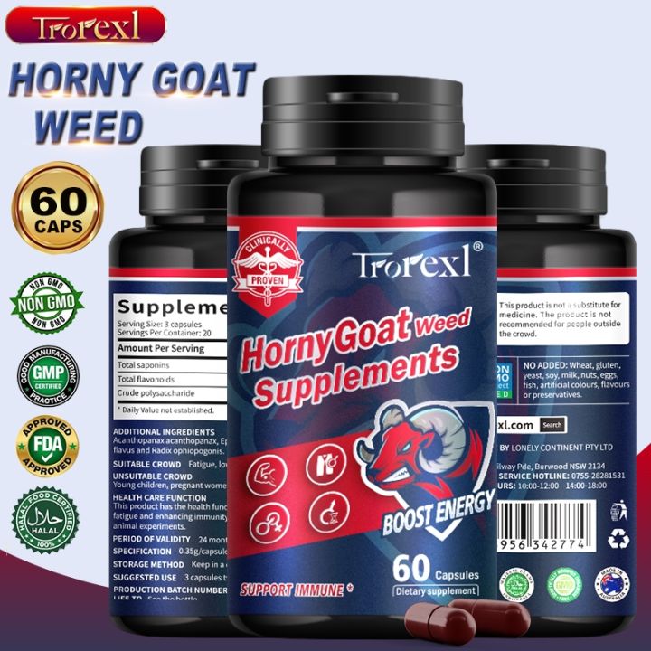 60 Capsules Bottle Horny Goat Weed Supplement Men Energy Capsule