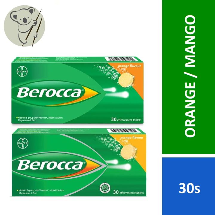 Berocca 15s 30s Effervescent Tablets Orange Mango Flavour Berroca