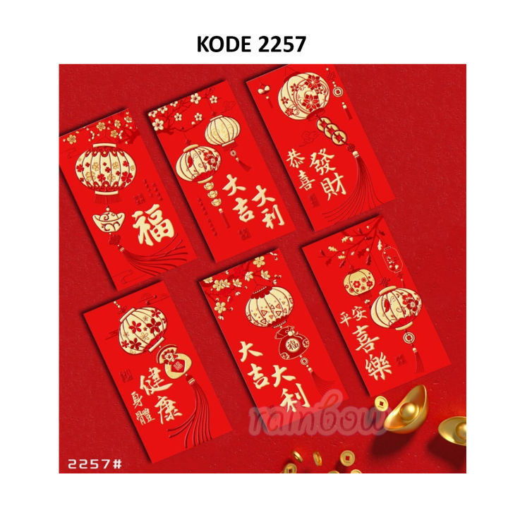 RA Angpao Hoki Bahan Tebal Embos Emas Panjang Isi 6 Pcs Angpao Imlek