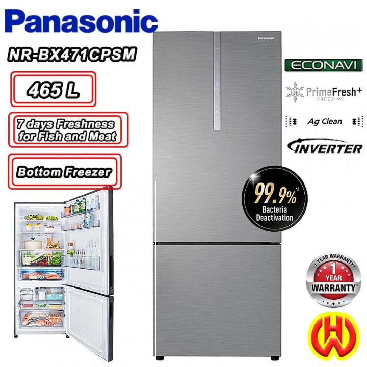 PANASONIC 465L 2 DOOR BOTTOM FREEZER REFRIGERATOR WITH ECONAVI INVERTER