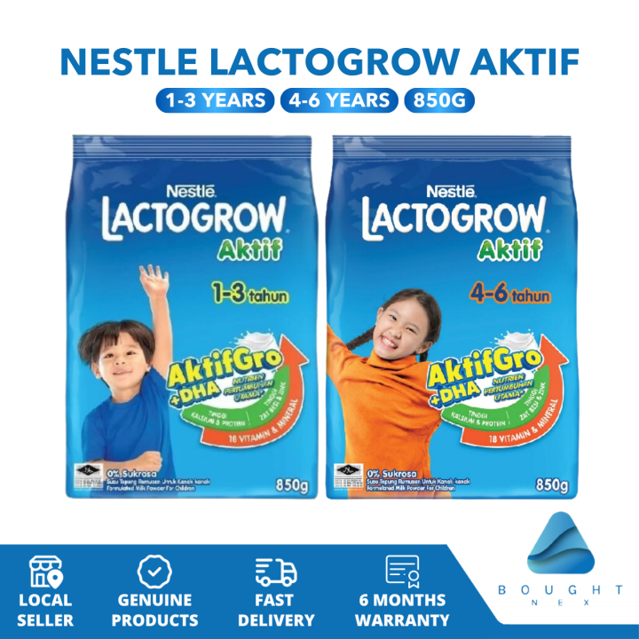 Nestle Lactogrow Aktif 1 3 And 4 6 Years 850g Nutritious Wholesome