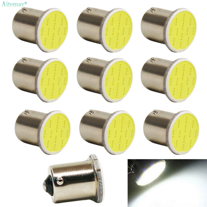 Aitemay 10Pcs LED 1156 BA15S COB Bulbs P21W LED Car Reverse Lamps Auto