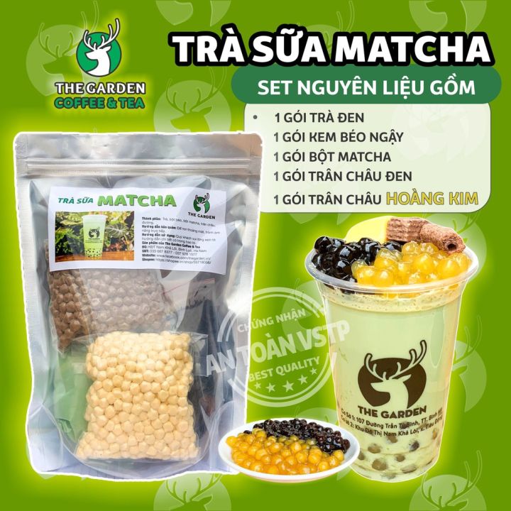 Set Trà Sữa Tự Pha Trân Châu Đường Đen THE GARDEN Nguyên Liệu Làm Trà