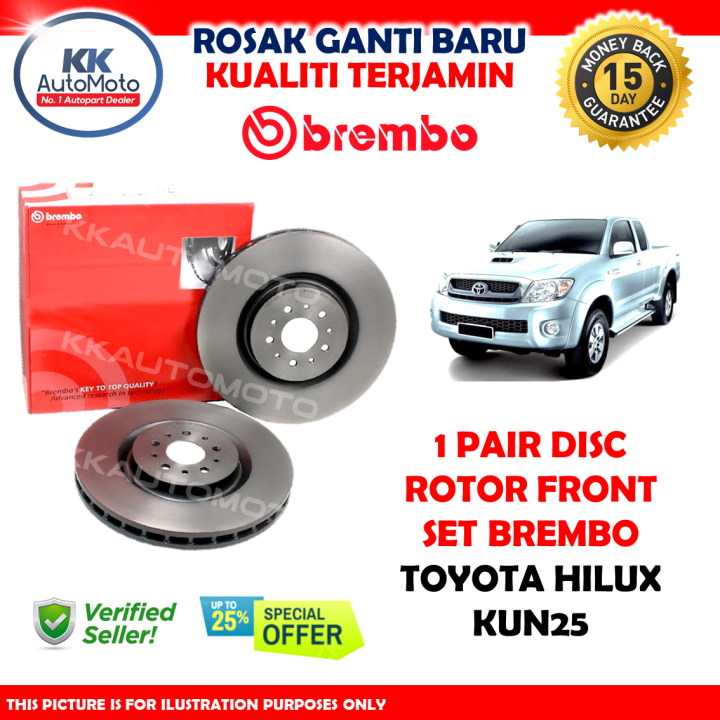 Toyota Hilux KUN25 1 Pair Genuine Brembo Front Brake Disc Rotor Set