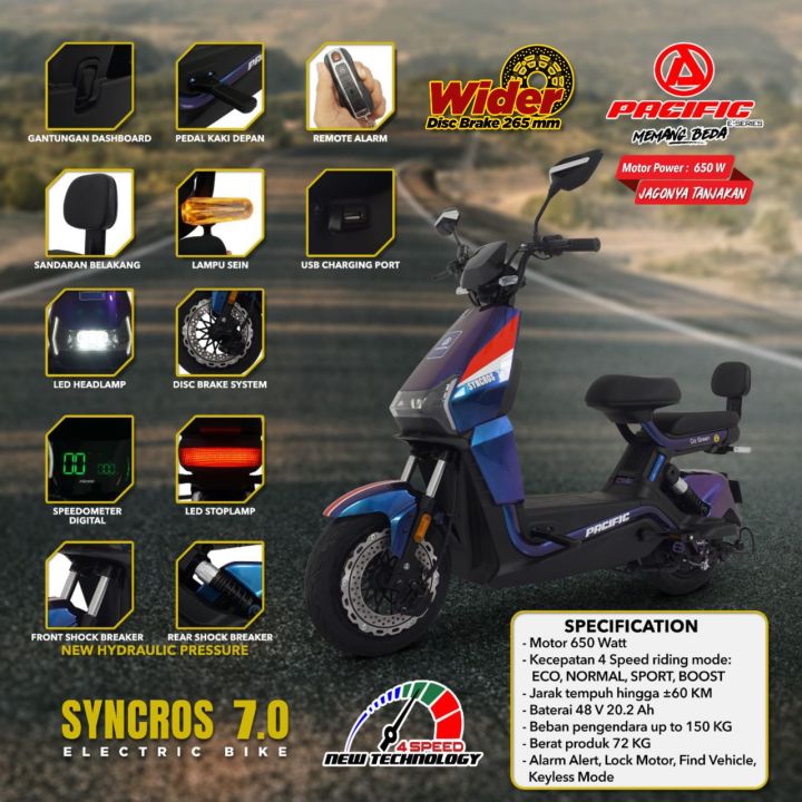 Sepeda Listrik Pacific SYNCROS 7 0 650 Watt New 4 Speed With Disk Brake