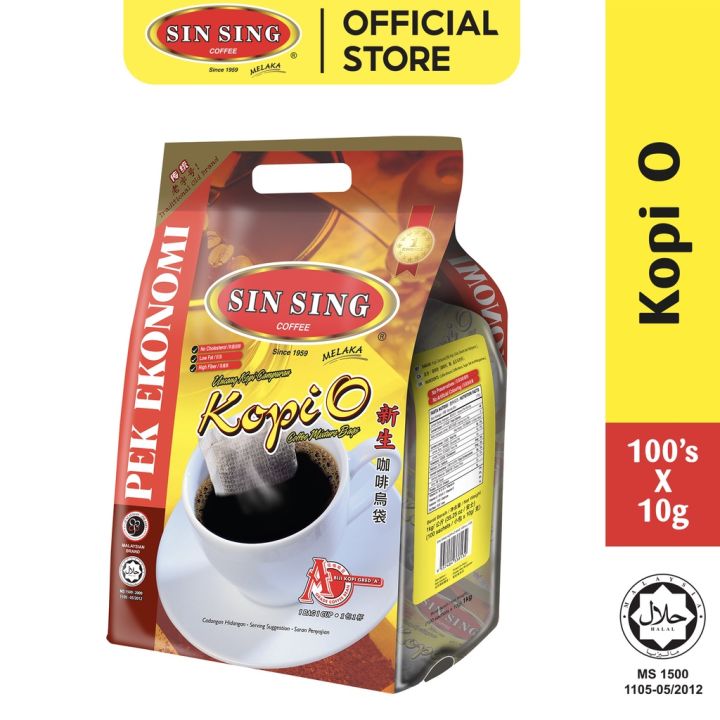 SIN SING Kopi O Bag 马六甲新生咖啡乌袋 100 s x 10g CAP TUPAI Melaka Special